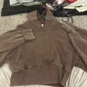 aerie xl brown cropped hoodie
